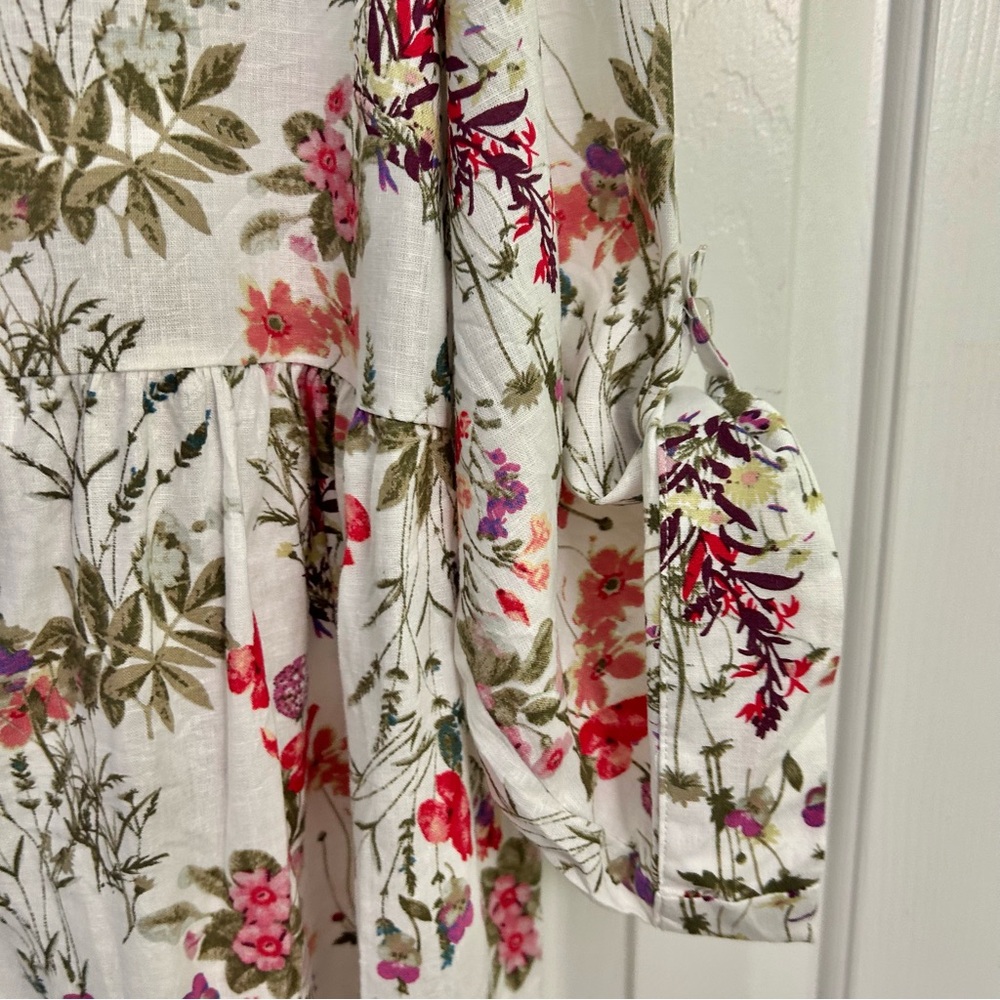 Jones NY Linen Floral High/Low Hem Roll Tab Sleeve Spring Women's Top 1X - Picture 10 of 14